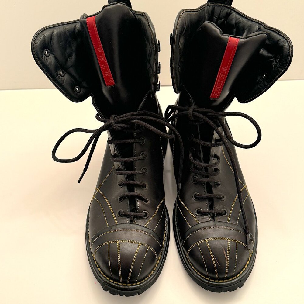 Prada black sports moto leather boots never worn perfect condion amazing boots! - Picture 3 of 14